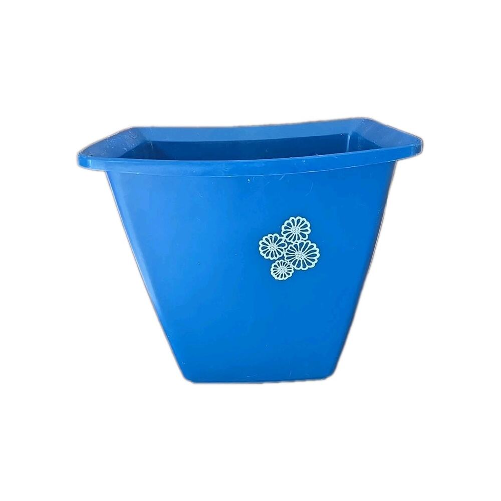 Vtg MCM Rubbermaid Blue Plastic Bathroom Bedroom Office Waste‎ Basket Trash Can